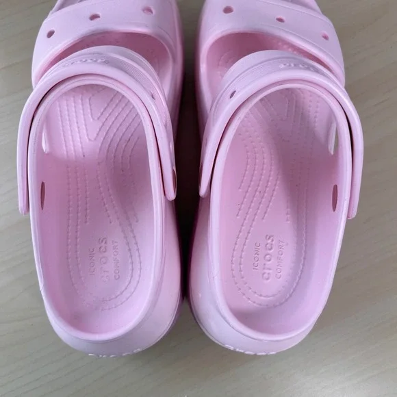 Crocs Mega Crush Sandal Women Size 8 Pink Platform Two Strap 207989-6SW - Picture 4 of 9